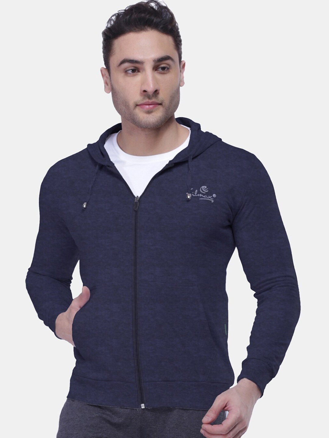 

FILMAX ORIGINALS Men Cotton Long Sleeves Hooded Bomber Jacket, Blue