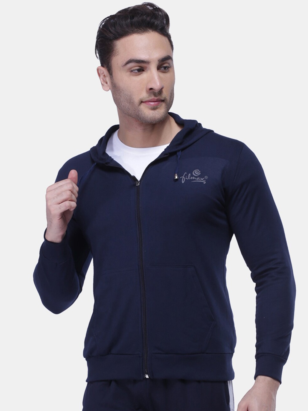 

FILMAX ORIGINALS Men Hooded Pure Cotton Sporty Jacket, Navy blue
