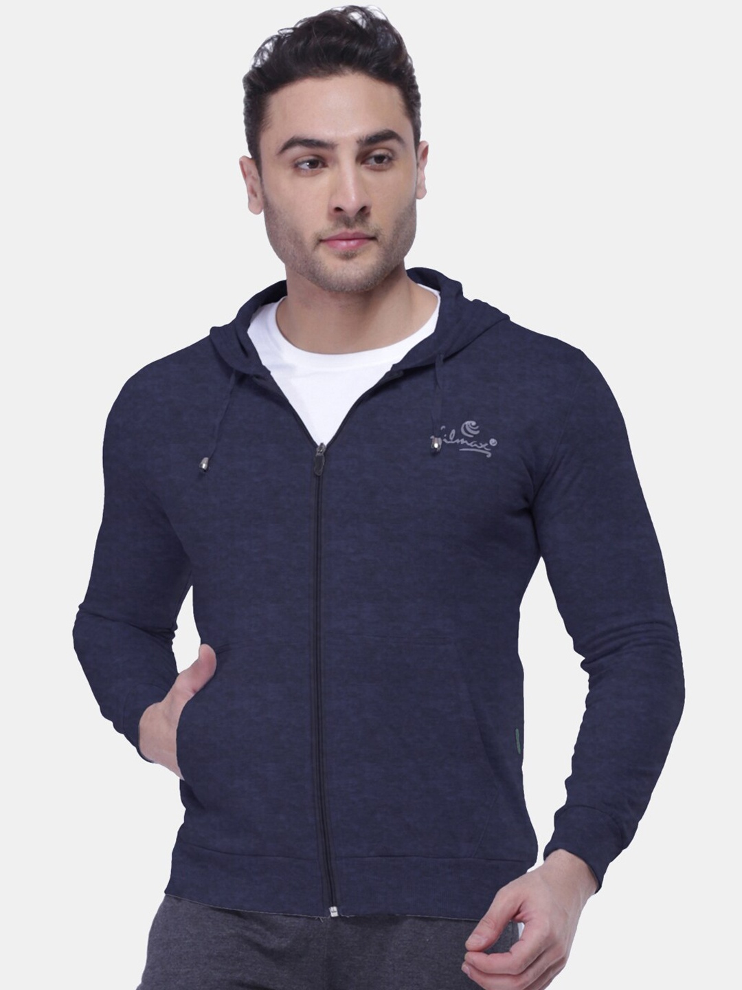

FILMAX ORIGINALS Hooded Cotton Bomber Jacket, Navy blue