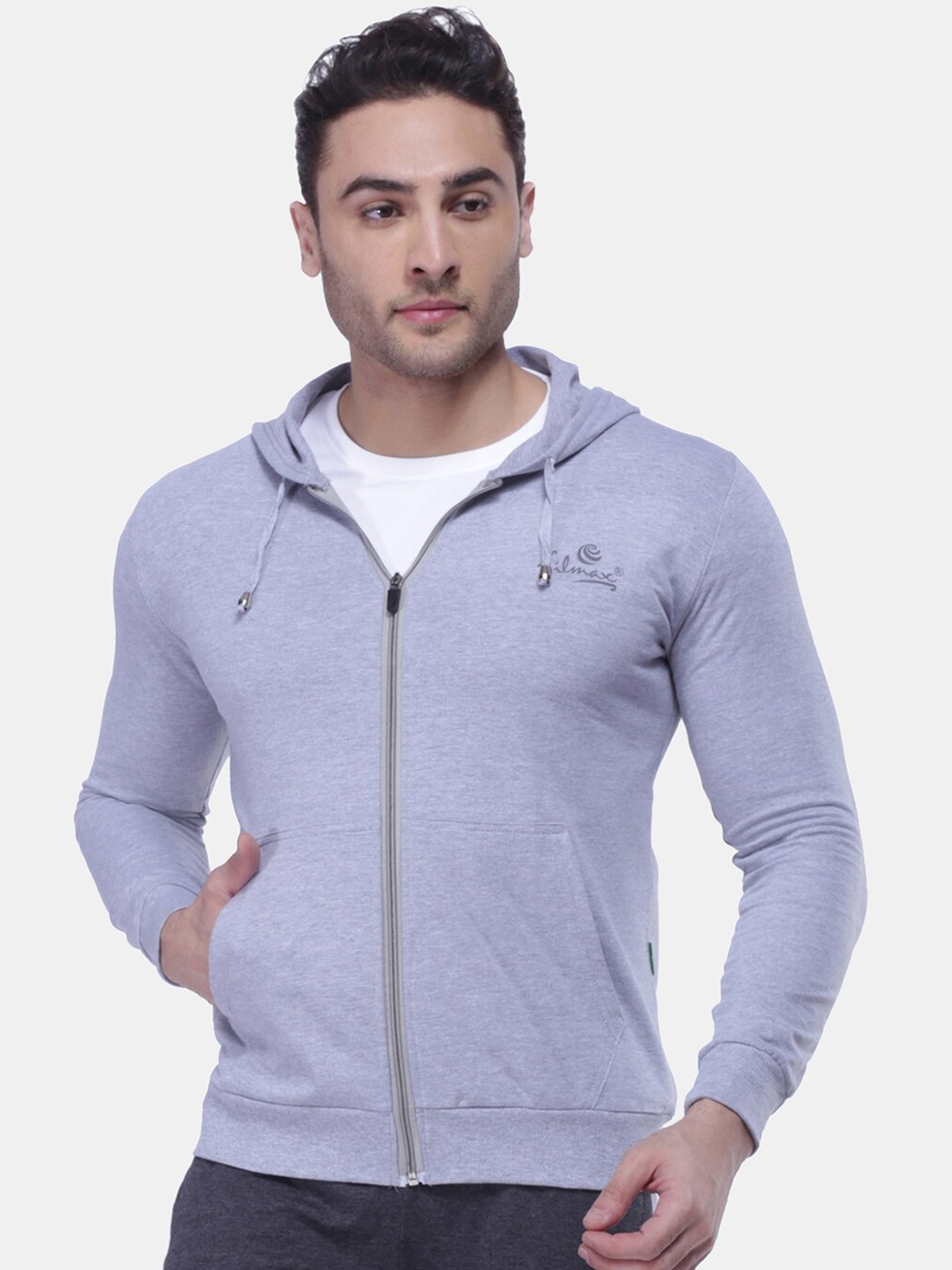 

FILMAX ORIGINALS Men Cotton Outdoor Hooded Bomber Jacket, Grey melange