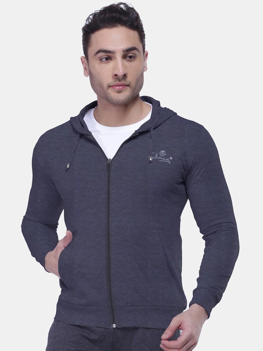 

FILMAX ORIGINALS Men Hooded Pure Cotton Sporty Jacket, Charcoal