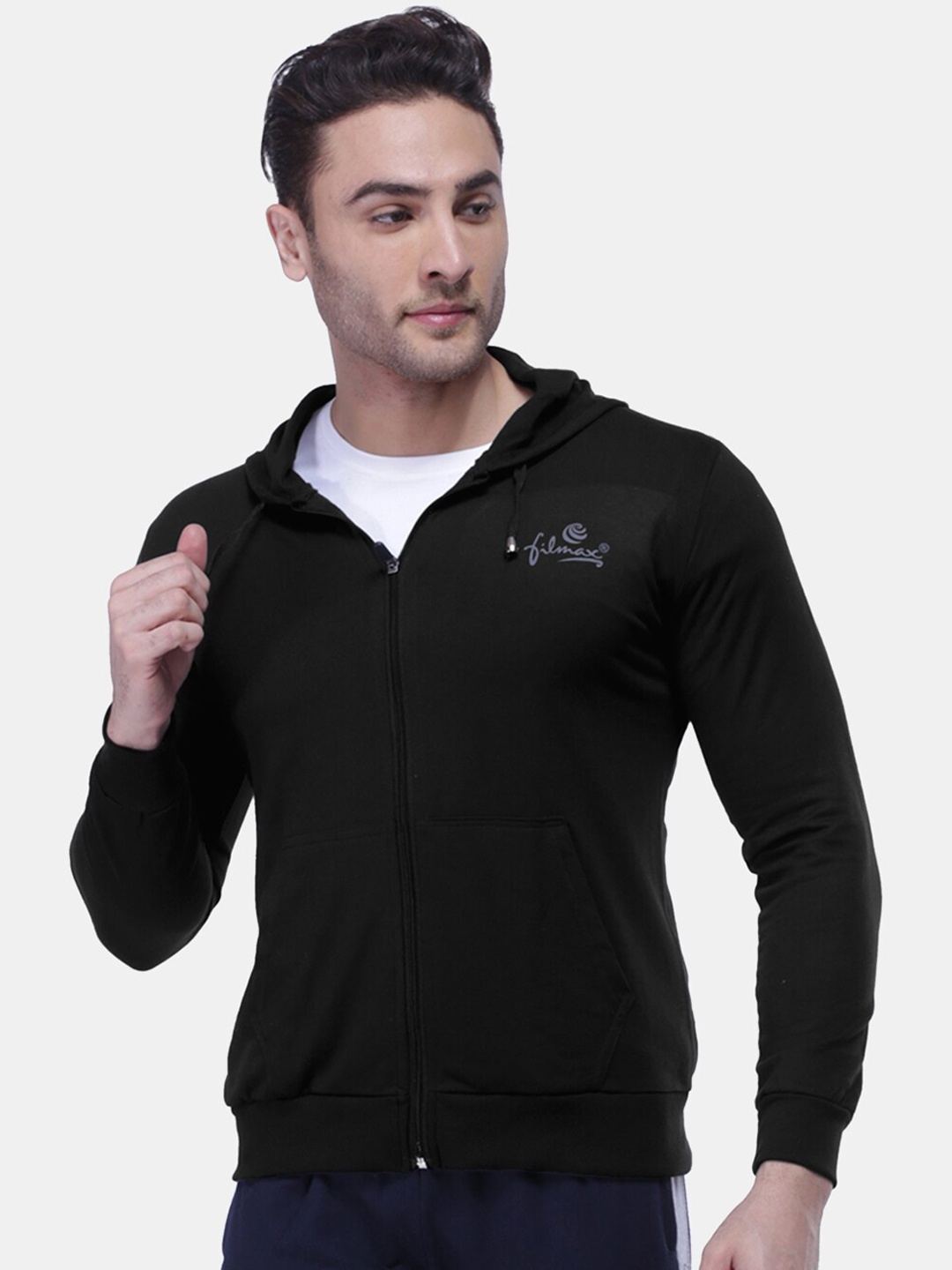 

FILMAX ORIGINALS Men Hooded Pure Cotton Sporty Jacket, Black
