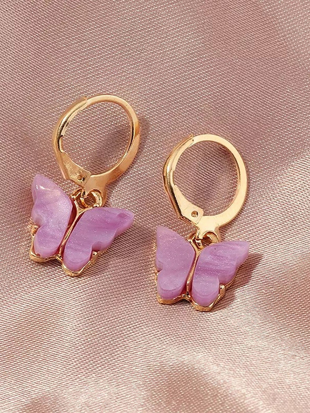 

Pinapes Pack of 2 Gold-Plated Geometric Half Hoop Earrings, Pink