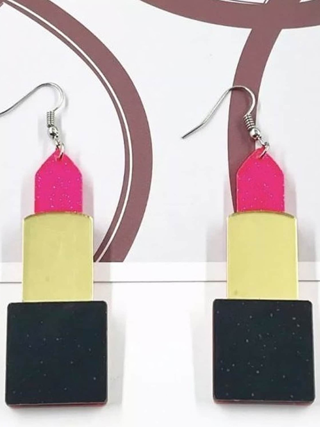 

Pinapes Set Of 2 Gold-Plated Geometric Drop Earrings, Pink
