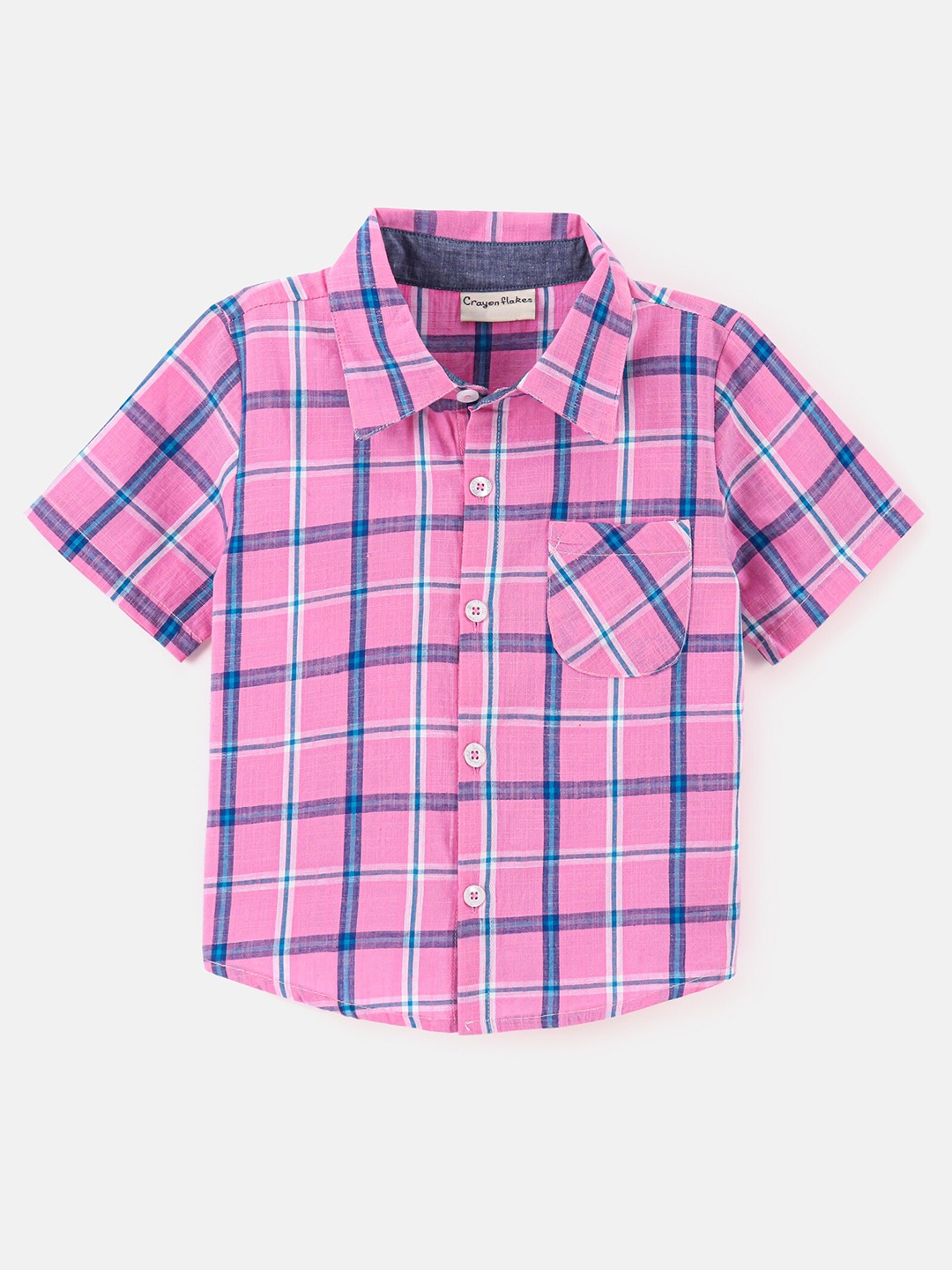 

CrayonFlakes Boys Tartan Checks Cotton Casual Shirt, Pink