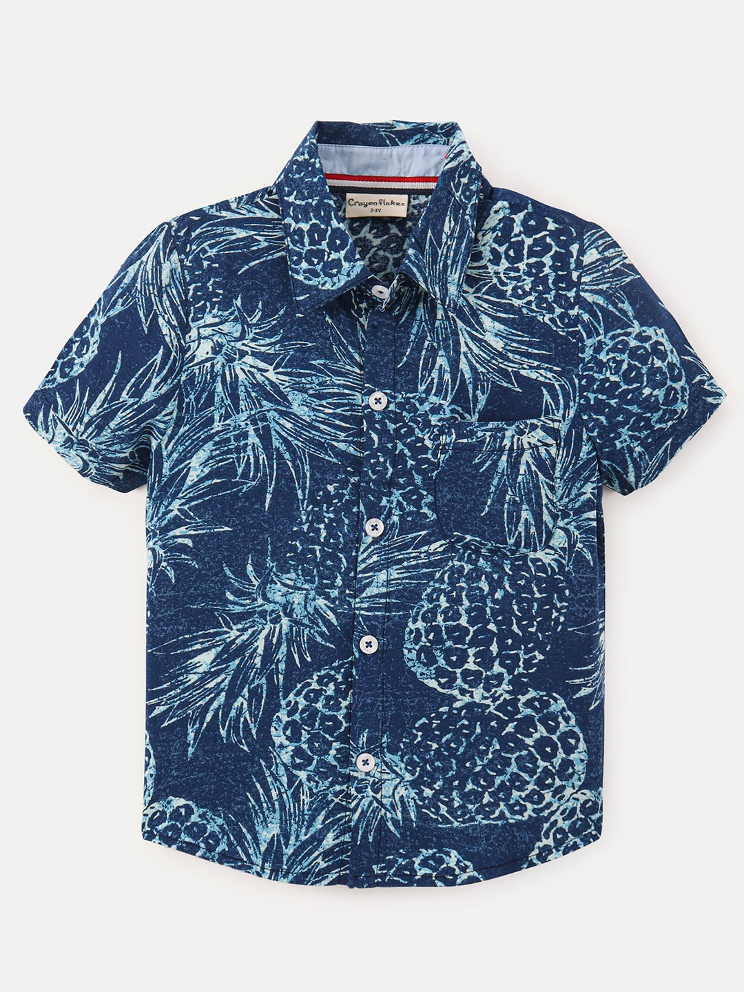 

CrayonFlakes Boys Conversational Printed Casual Shirt, Navy blue