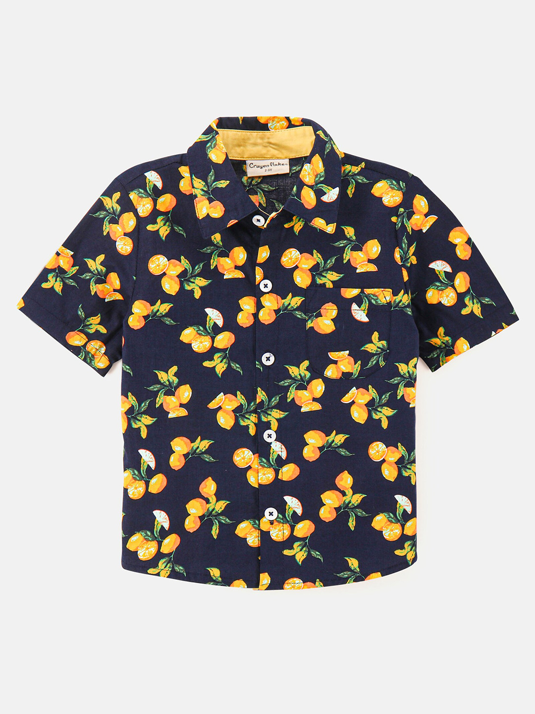 

CrayonFlakes Boys Conversational Printed Casual Shirt, Navy blue