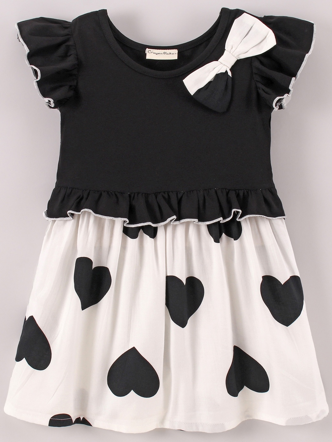 

CrayonFlakes Girls Flutter Sleeves Floral Dress, Black