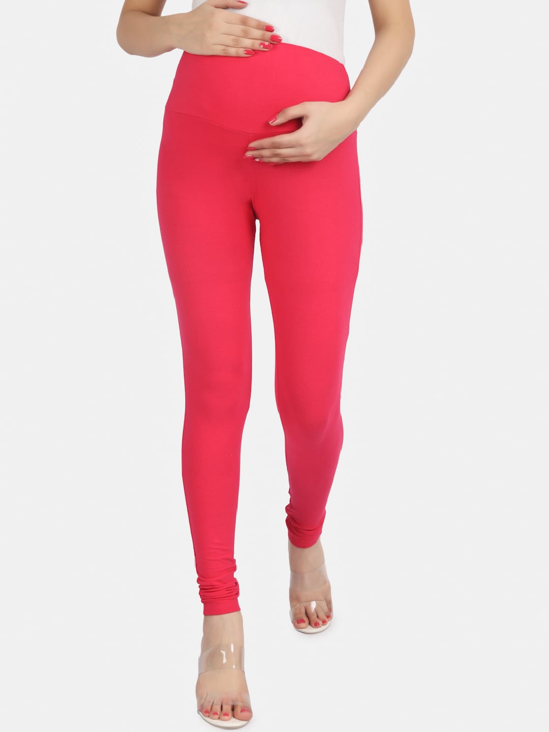 

angloindu Women Maternity Churidar-Length Leggings, Pink