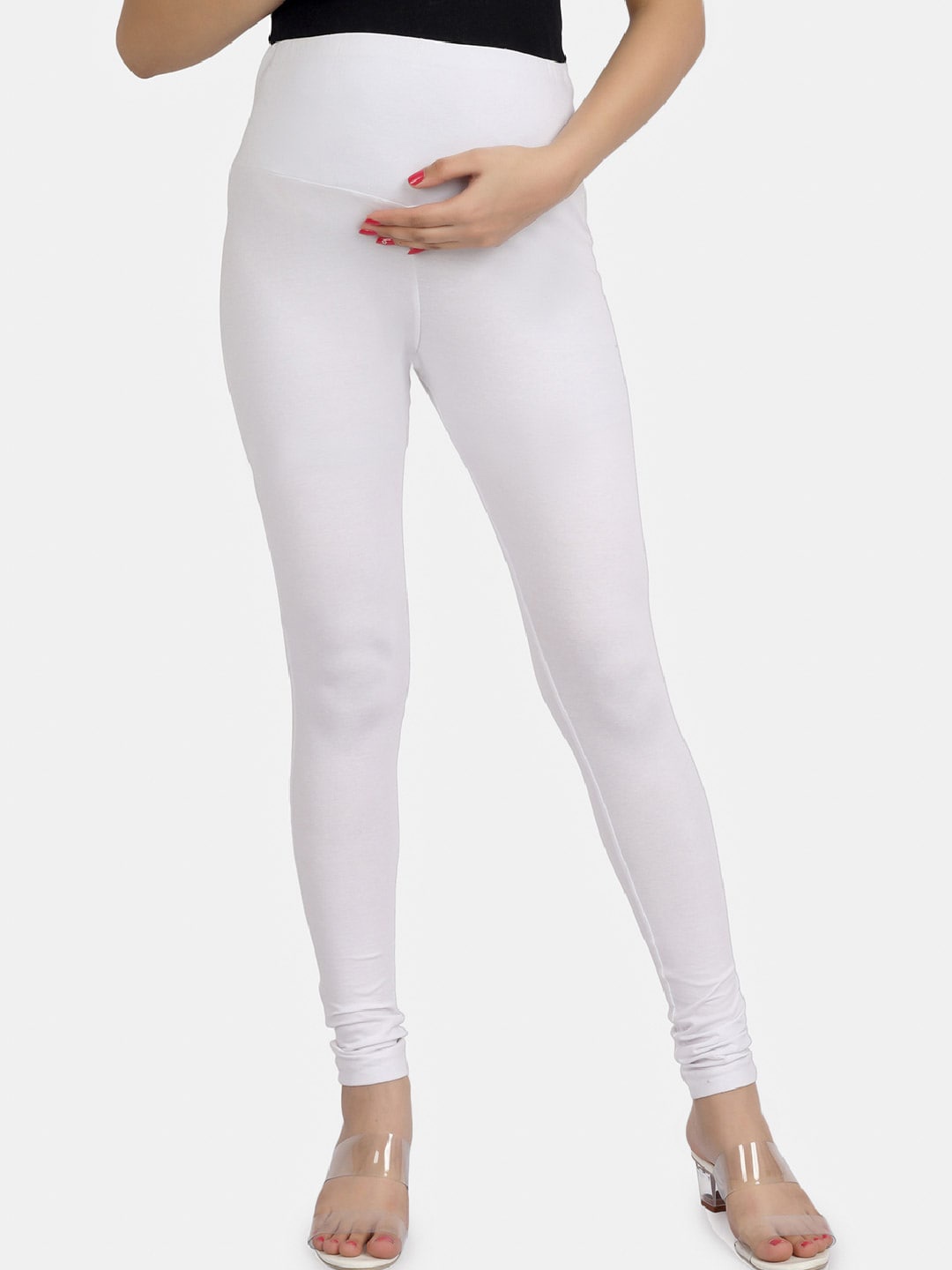 

angloindu Women Maternity Churidar-Length Leggings, White