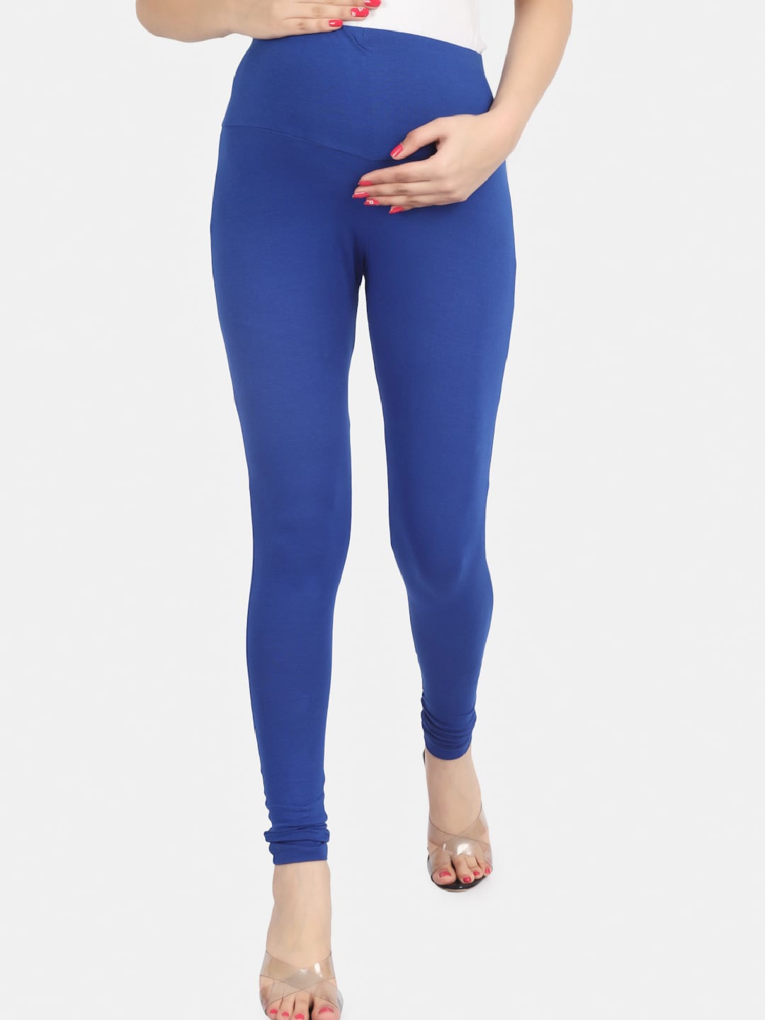 

angloindu Women Maternity Churidar-Length Leggings, Blue