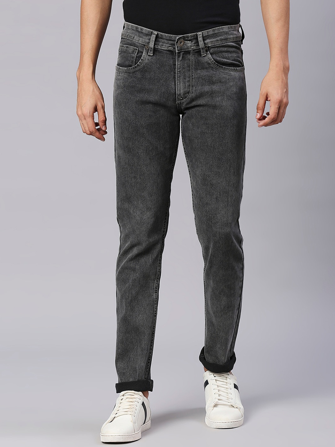 

HJ HASASI Men Slim Fit Acid Wash Stretchable Jeans, Grey