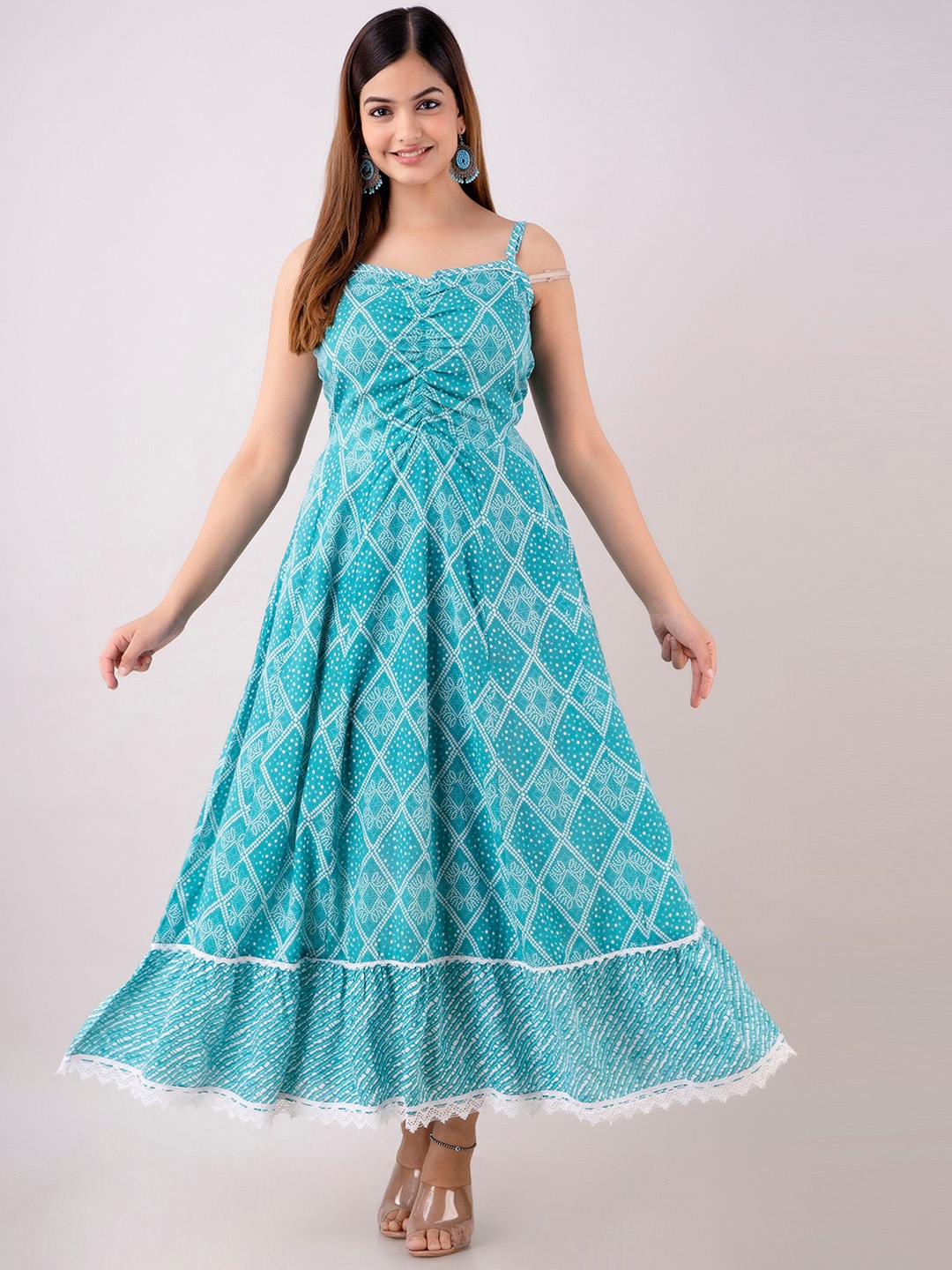 

KALINI Ethnic Motifs Printed Anarkali Ethnic Maxi Dresses, Blue