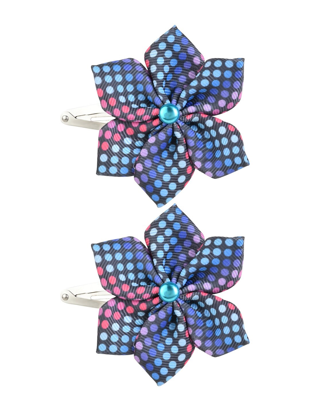 

Aye Candy Girls Set of 2 Floral Beaded Tic Tac Hair Clip, Blue