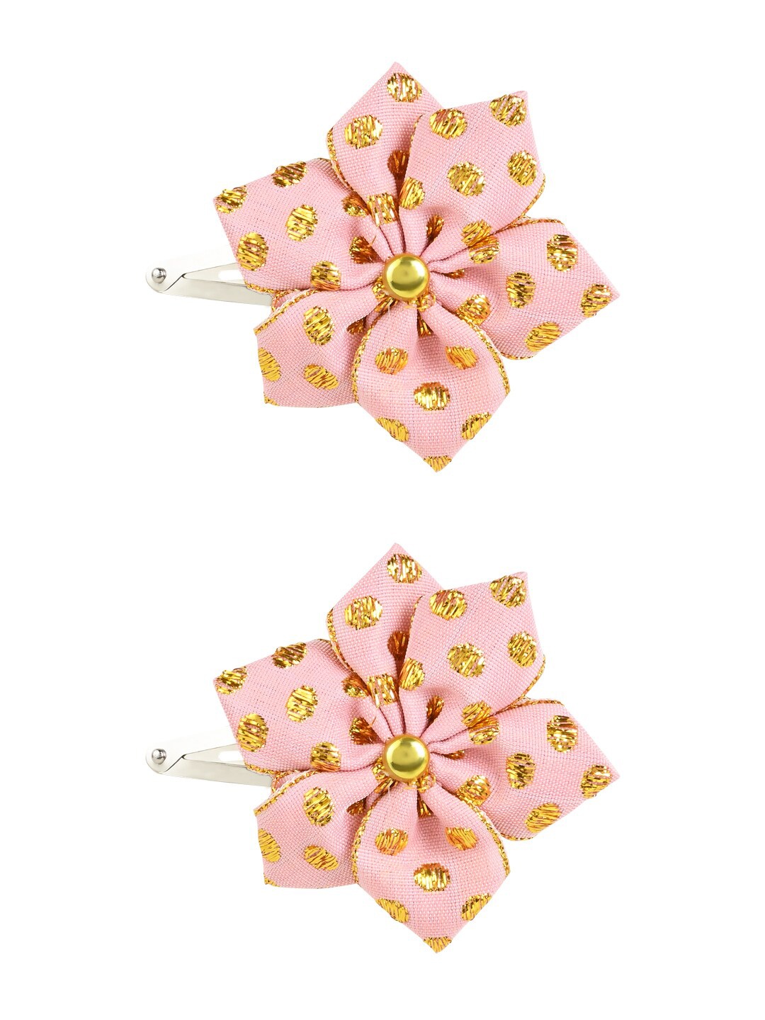 

Aye Candy Girls Set Of 2 Polka Dots Flower Tic Tac Hair Clips, Peach