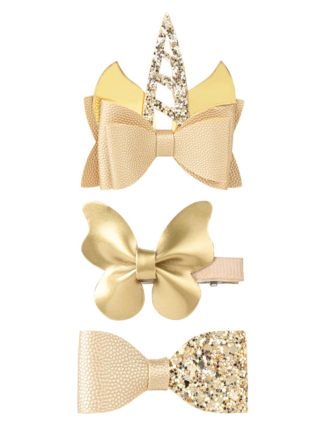 

Aye Candy Girls Set of 3 Alligator Hair Clips, Gold
