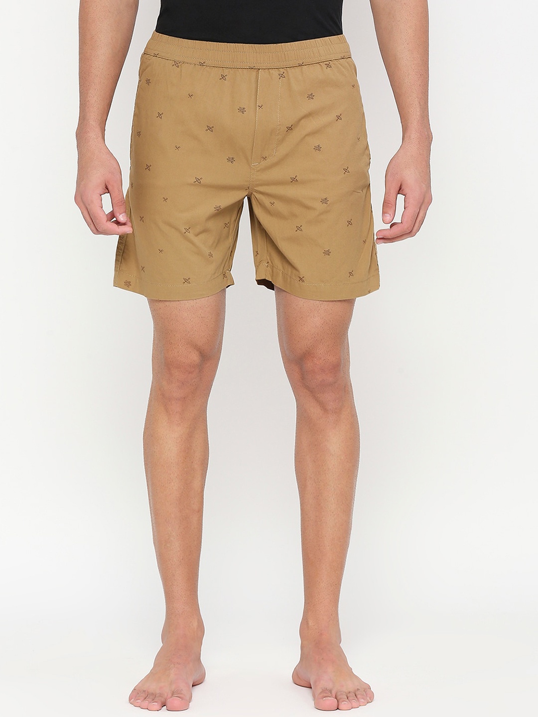 

beevee Men Printed Elasticated Waist Pure Cotton Boxer, Khaki