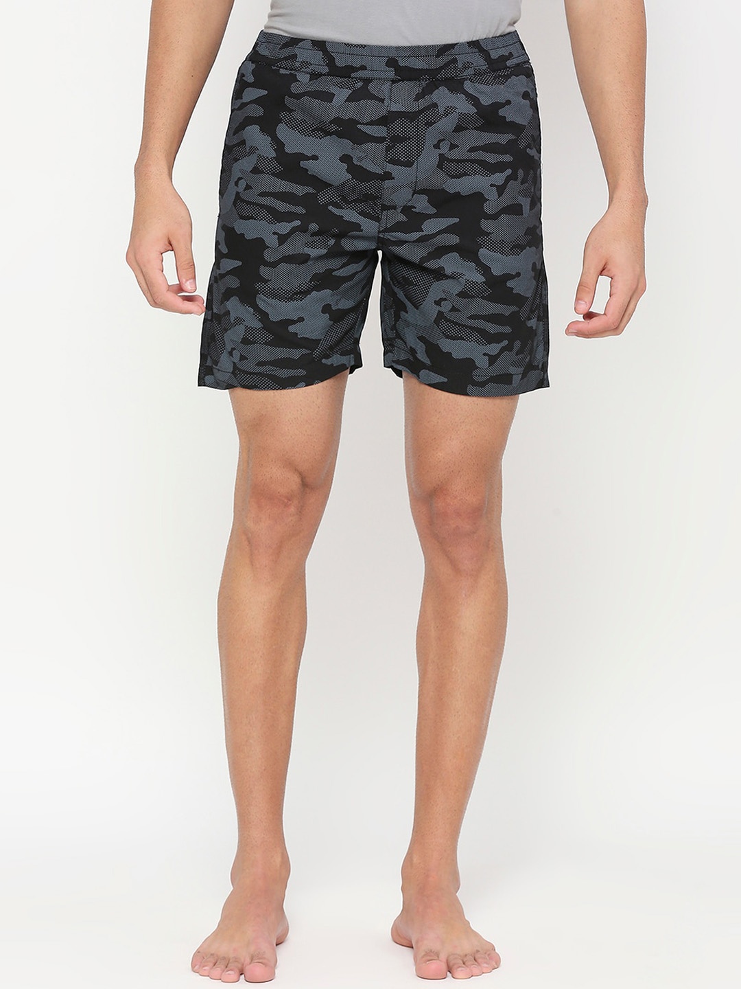 

beevee Men Camouflage Printed Elasticated Waist Pure Cotton Boxer, Black