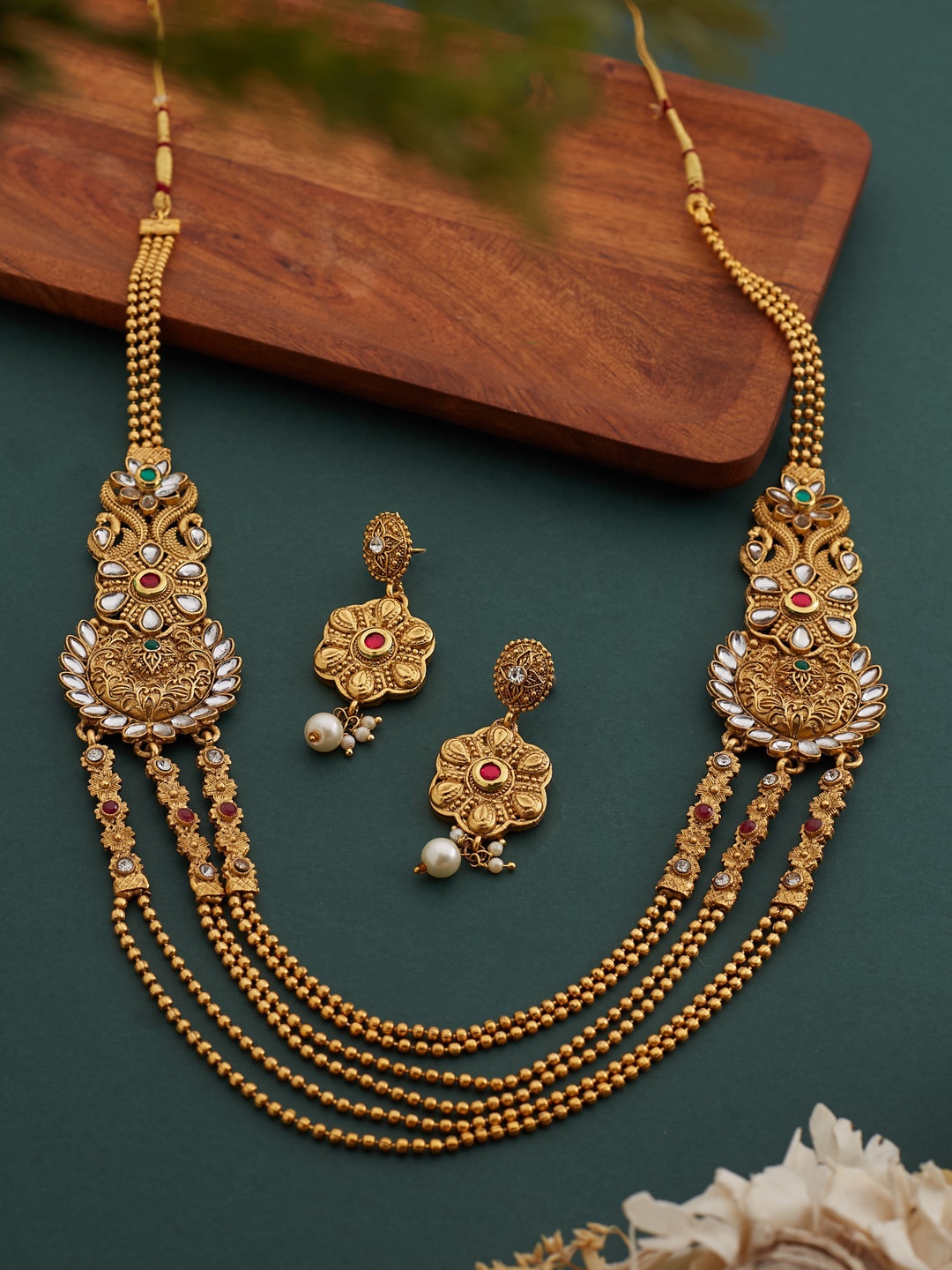 

ATIBELLE Gold-Plated Stone-Studded Jewellery Set