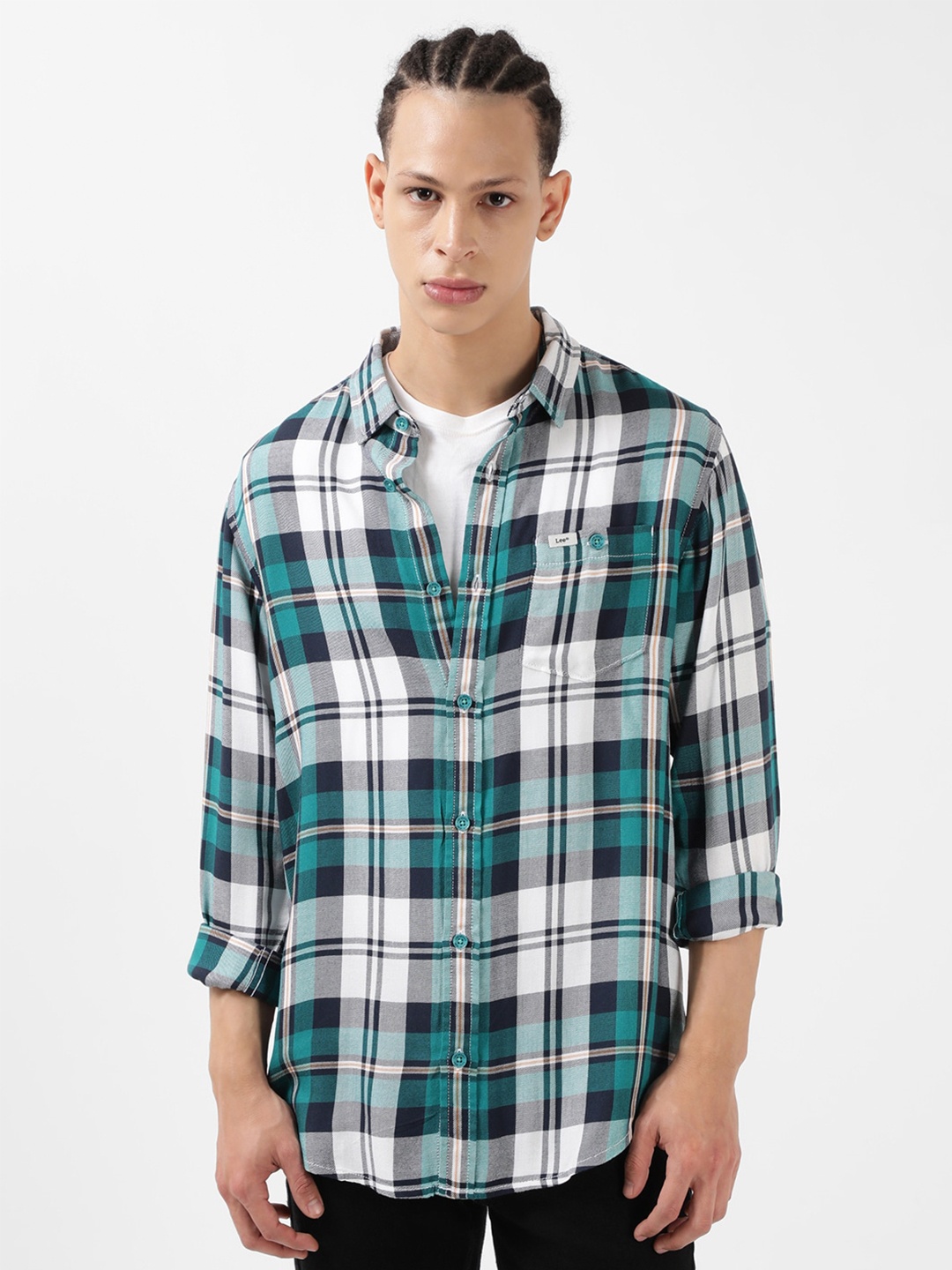 

Lee Tartan Checks Cotton Casual Shirt, Blue