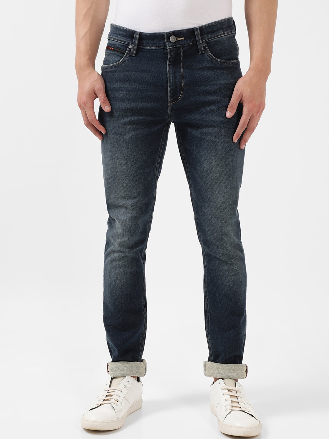 

Lee Men Bruce Skinny Fit Low Distress Heavy Fade Stretchable Cotton Jeans, Blue
