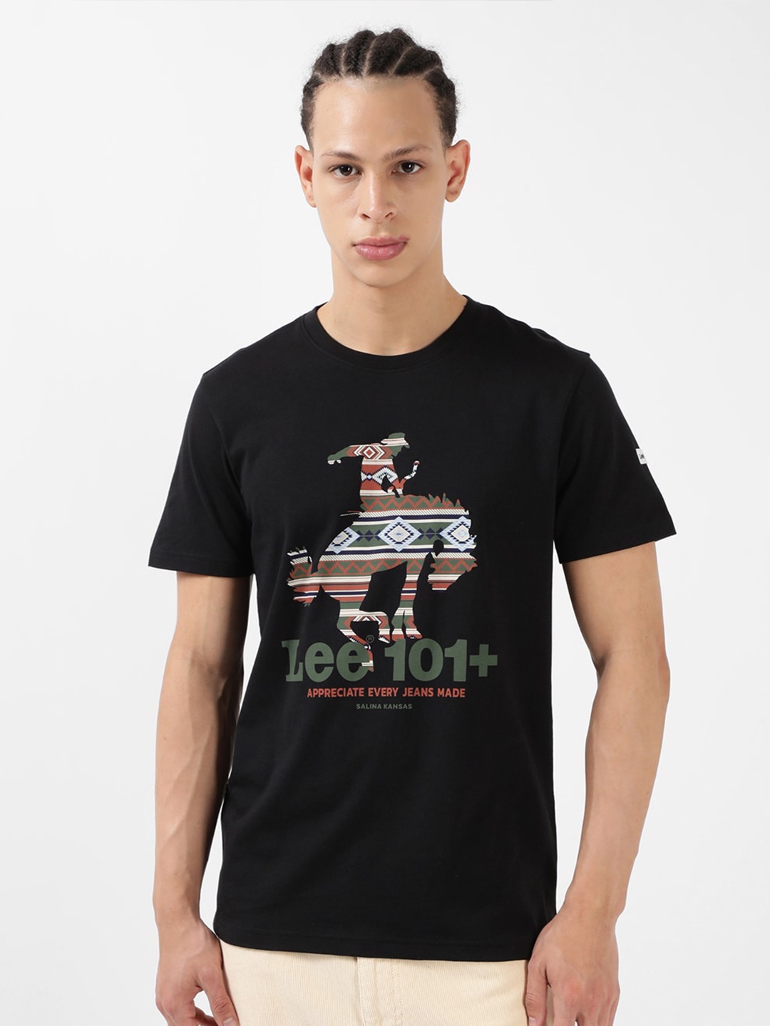 

Lee Typography Printed Cotton T-shirt, Black