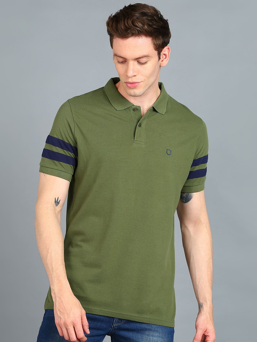 

Urbano Fashion Polo Collar Pure Cotton T-shirt, Olive