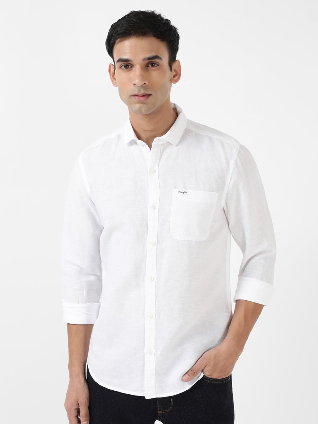 

Wrangler Spread Collar Cotton Casual Shirt, White