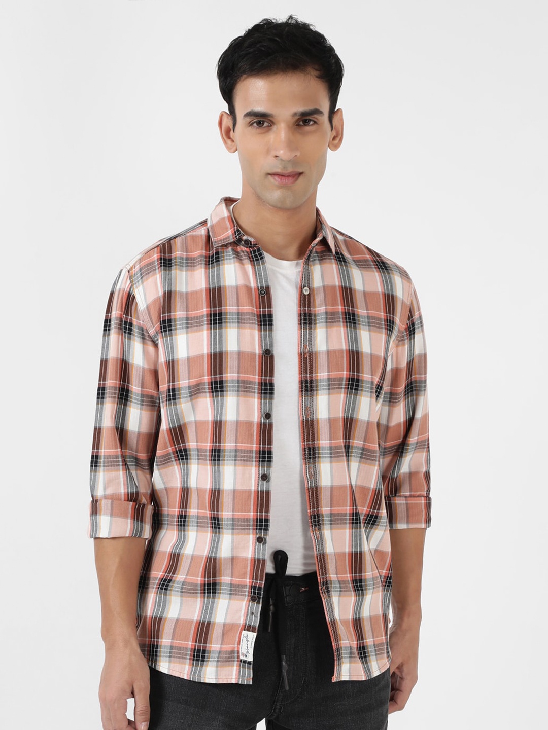 

Wrangler Tartan Checks Cotton Casual Shirt, Pink