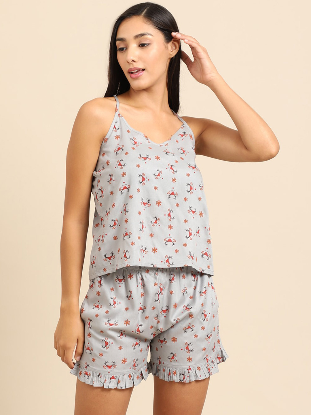 

Katn India Conversational Printed Night Suit, Grey