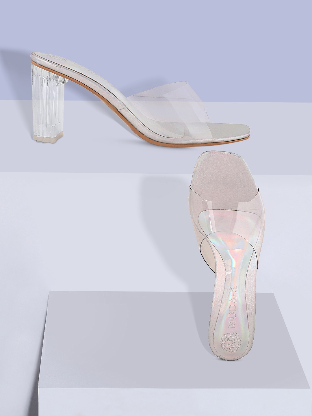 

MODA-X Peep Toes Block Heels, Transparent