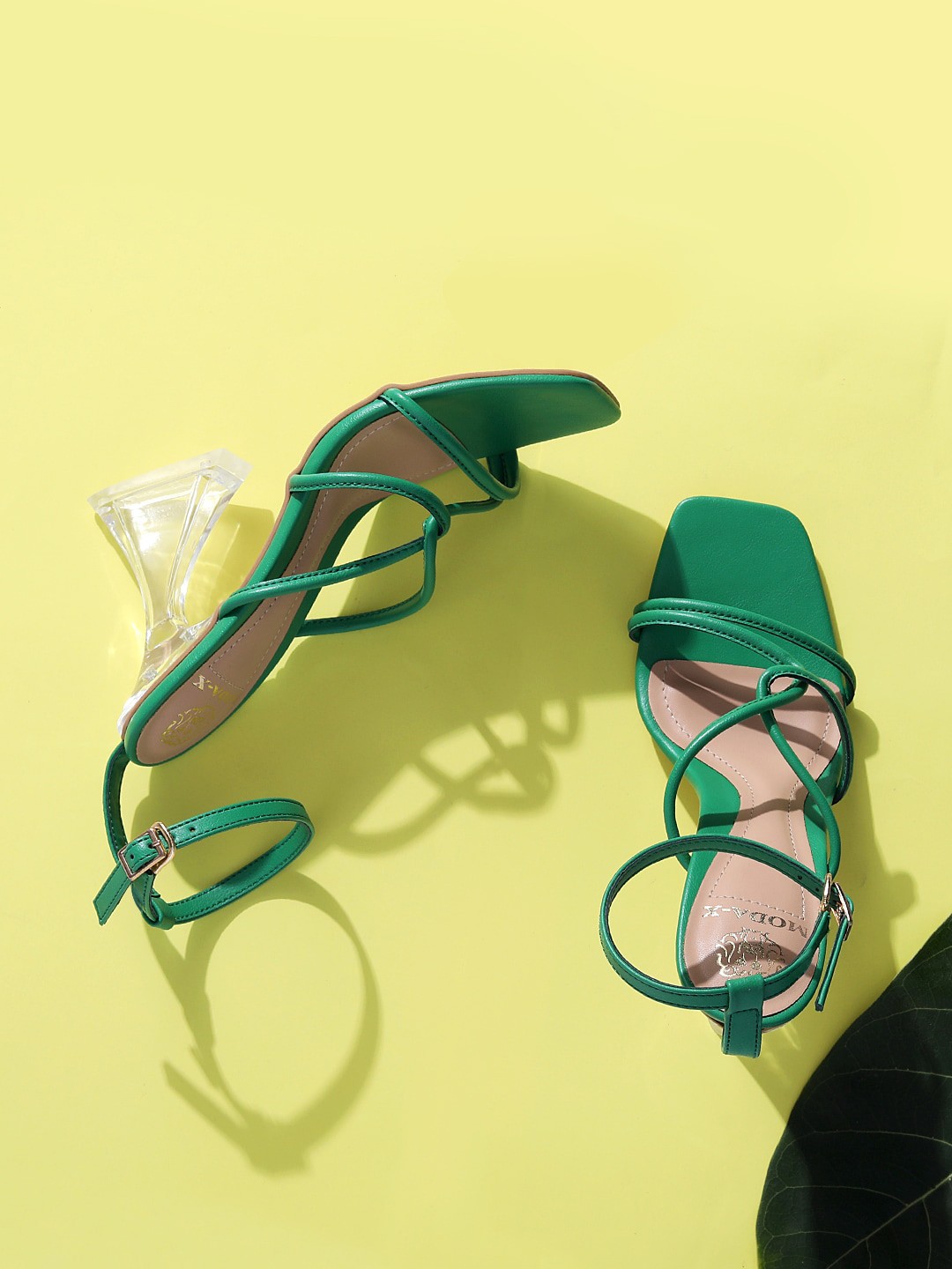 

MODA-X Textured Block Gladiators Heels, Green