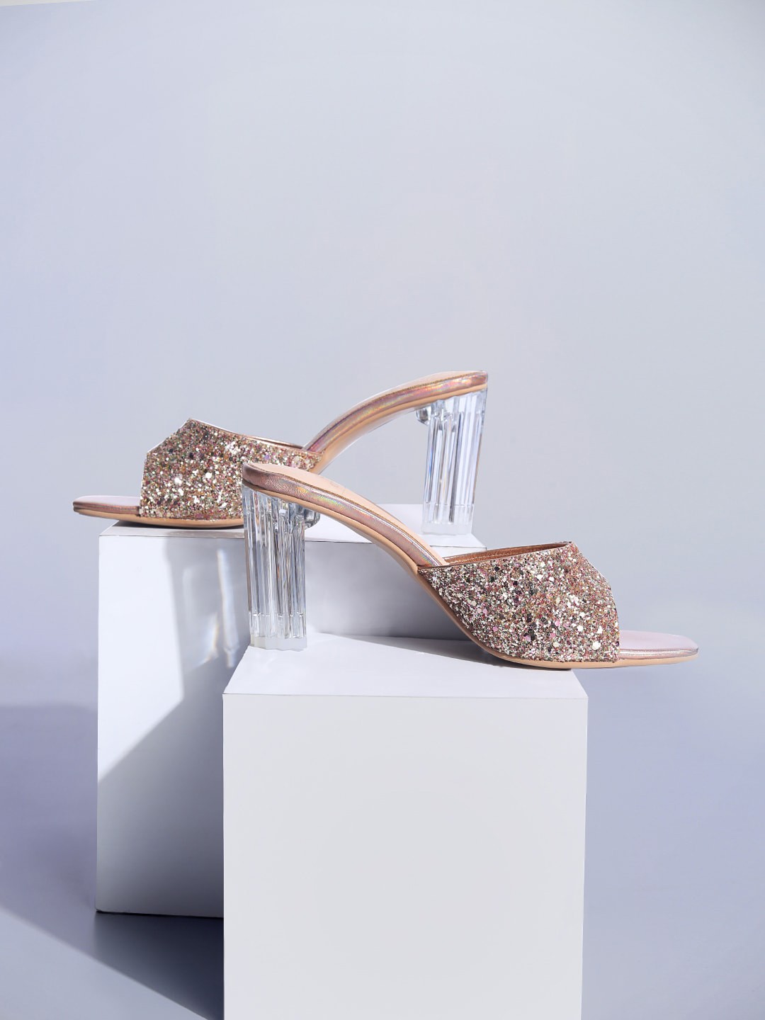 

MODA-X Embellished Block Heels, Rose gold