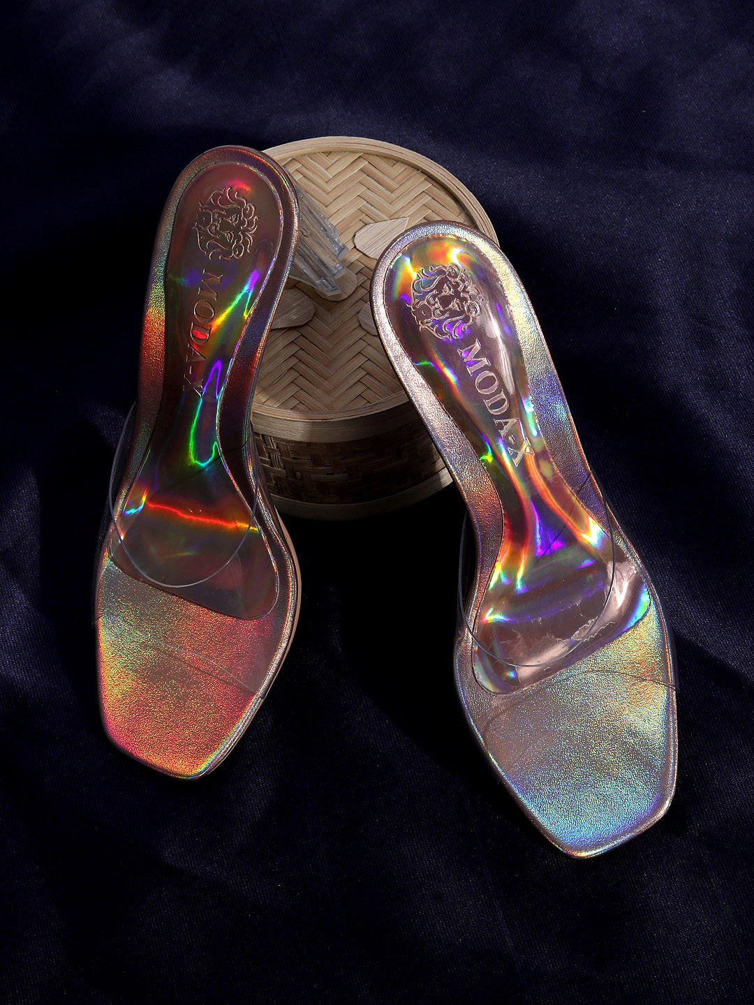 

MODA-X Transparent Block Heels, Rose gold