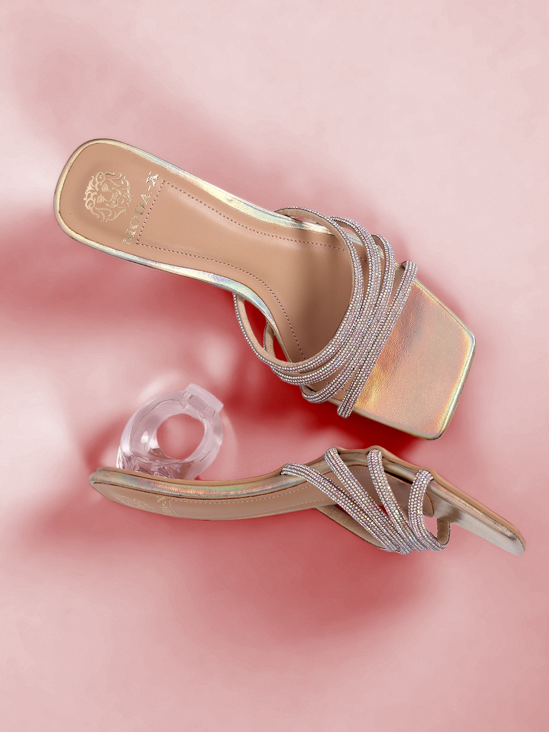 

MODA-X Western-Embellished Square Toe Block Heels, Beige