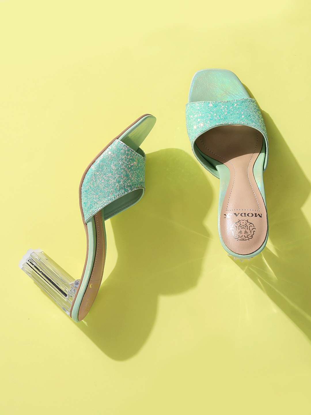 

MODA-X Embellished Square Toes Stiletto Heels, Green