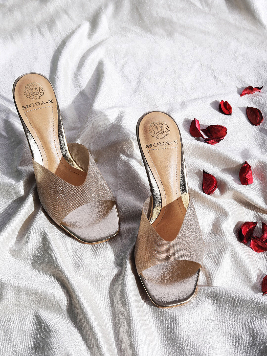 

MODA-X Embellished Peep Toe Slim Heels, Gold