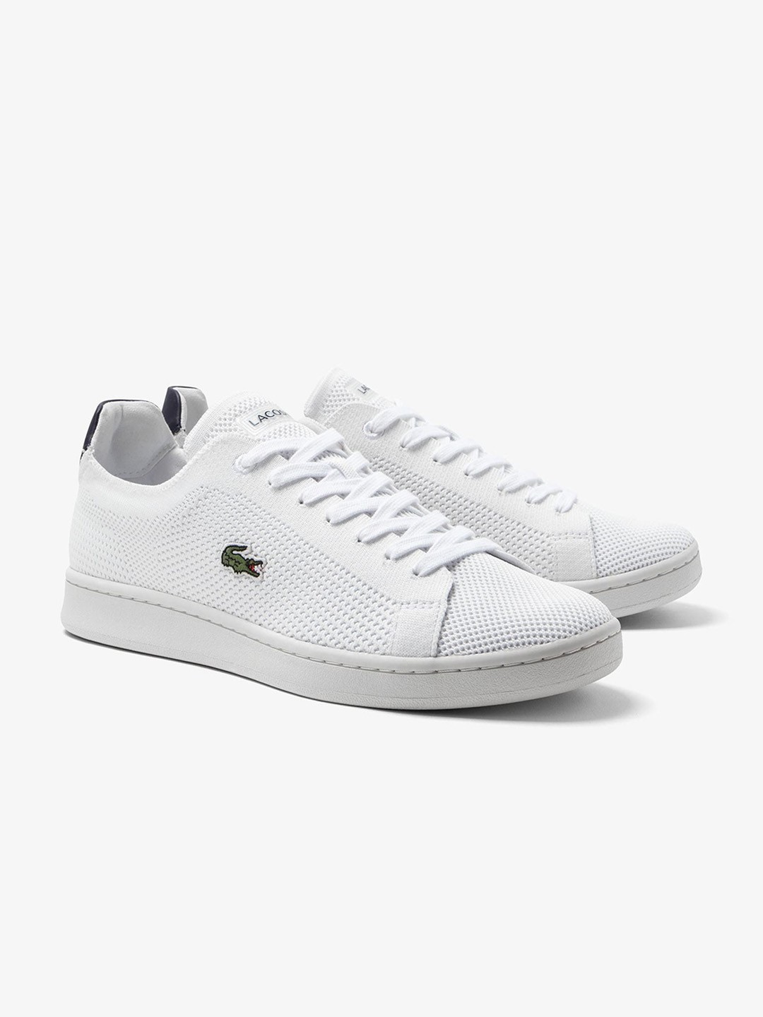 

Lacoste Men Carnaby Pique Woven Design Textile Trainers Sneakers, White