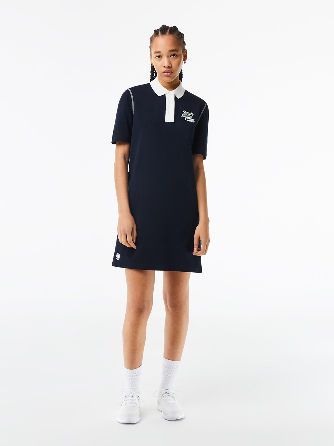 

Lacoste Shirt Collar T-Shirt Mini Dress, Navy blue