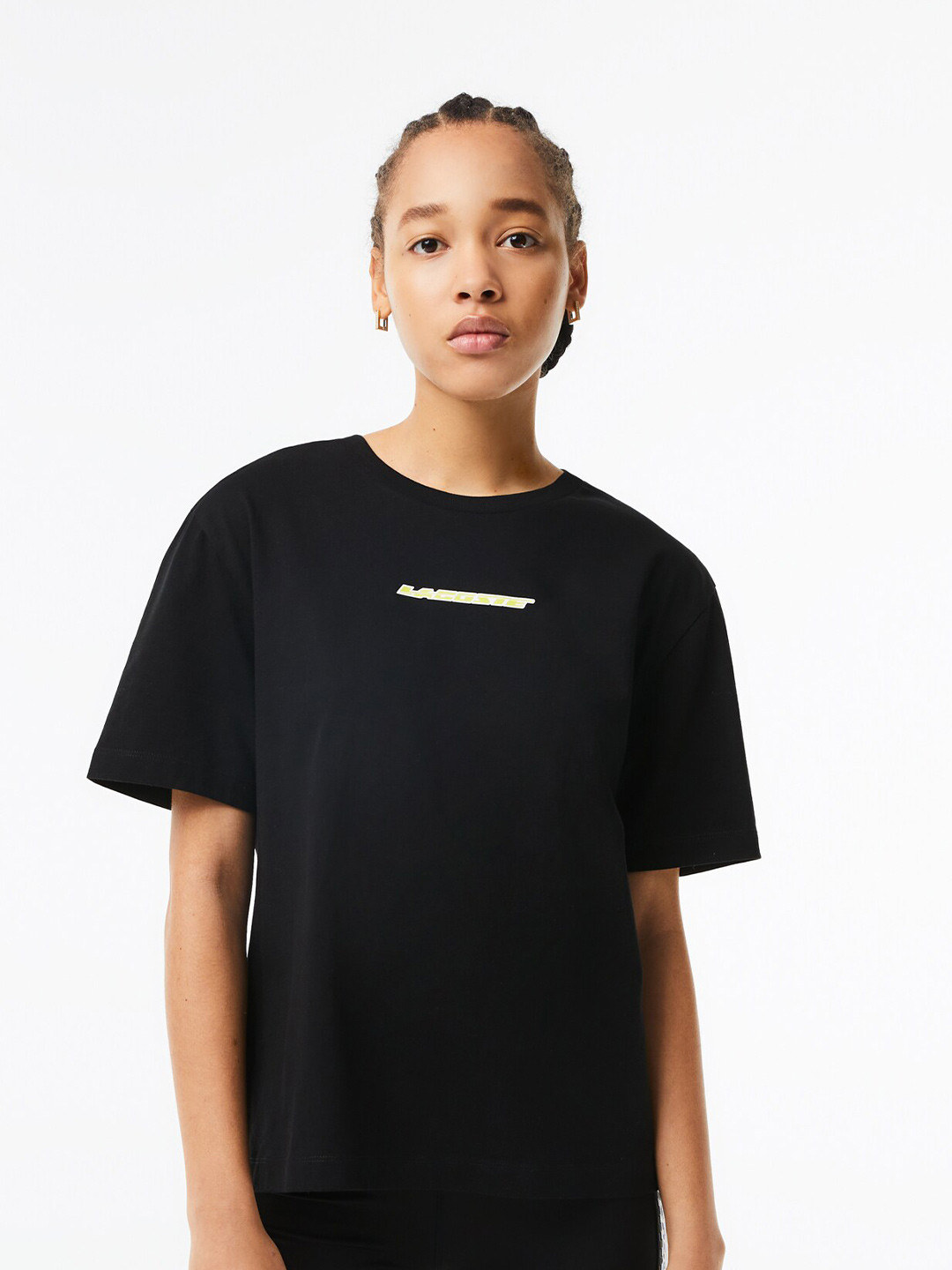 

Lacoste Round Neck Pure Cotton Loose Fit T-shirt, Black