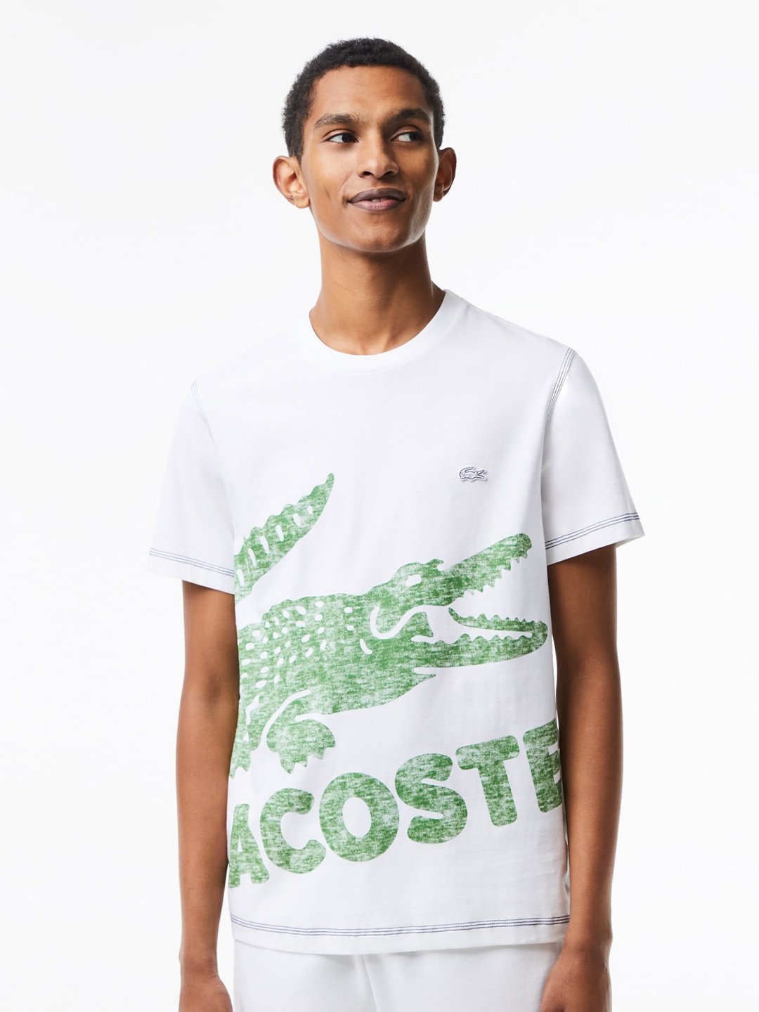 

Lacoste Brand Logo Printed Organic Cotton Jersey T-shirt, White