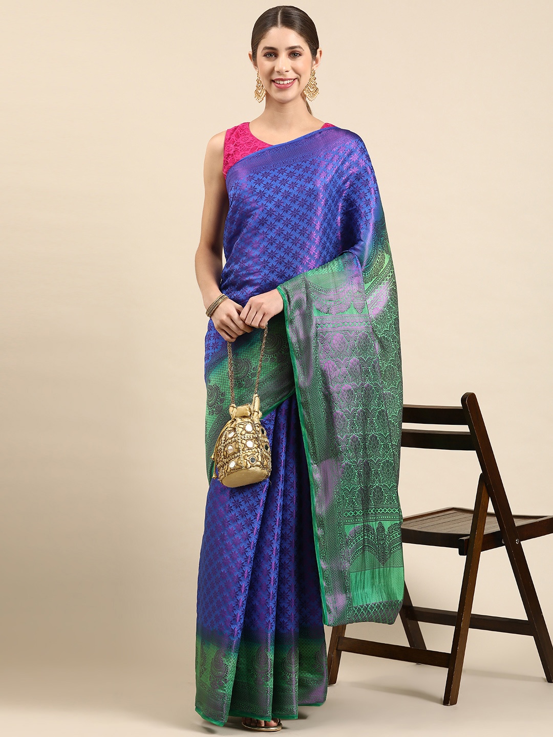 

Pothys Woven Design Art Silk Banarasi Saree, Blue