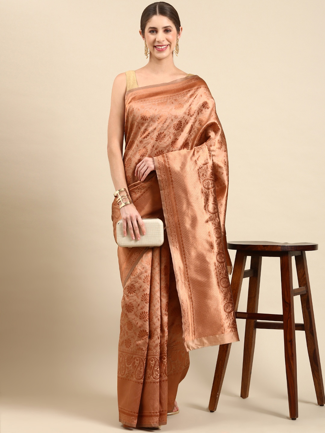 

Pothys Floral Jute Silk Saree, Copper