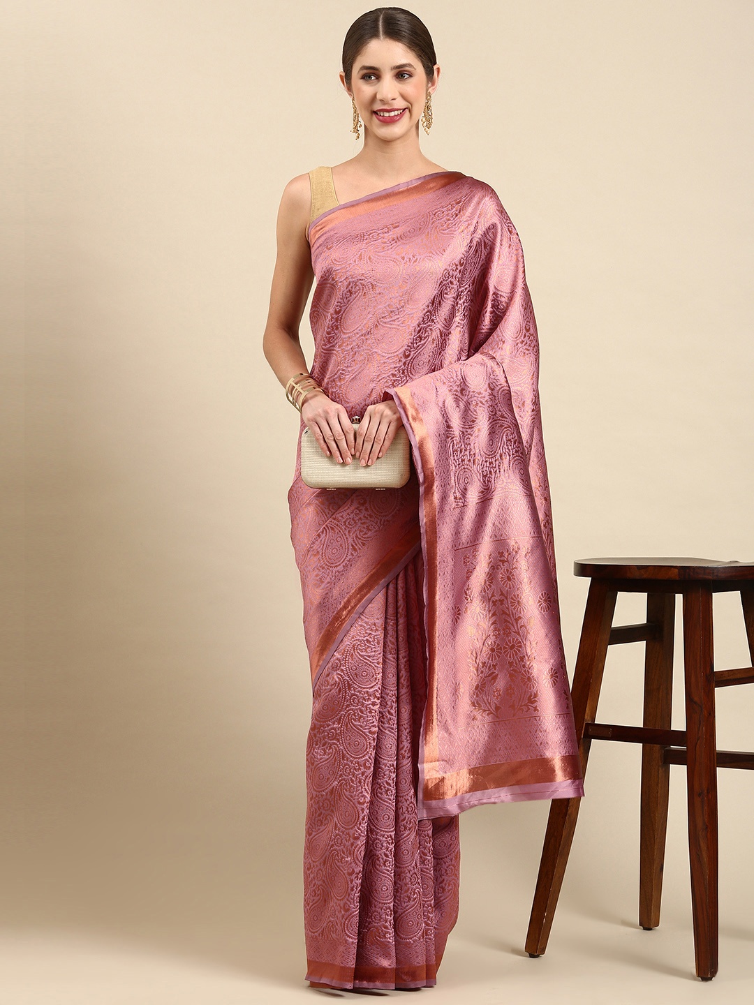 

Pothys Paisley Jute Silk Saree, Mauve