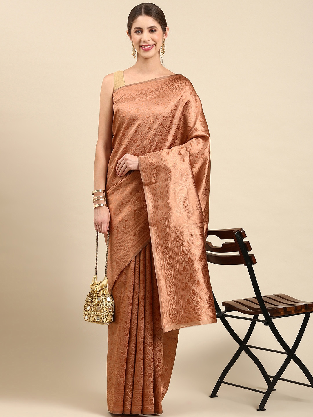 

Pothys Floral Jute Silk Saree, Copper