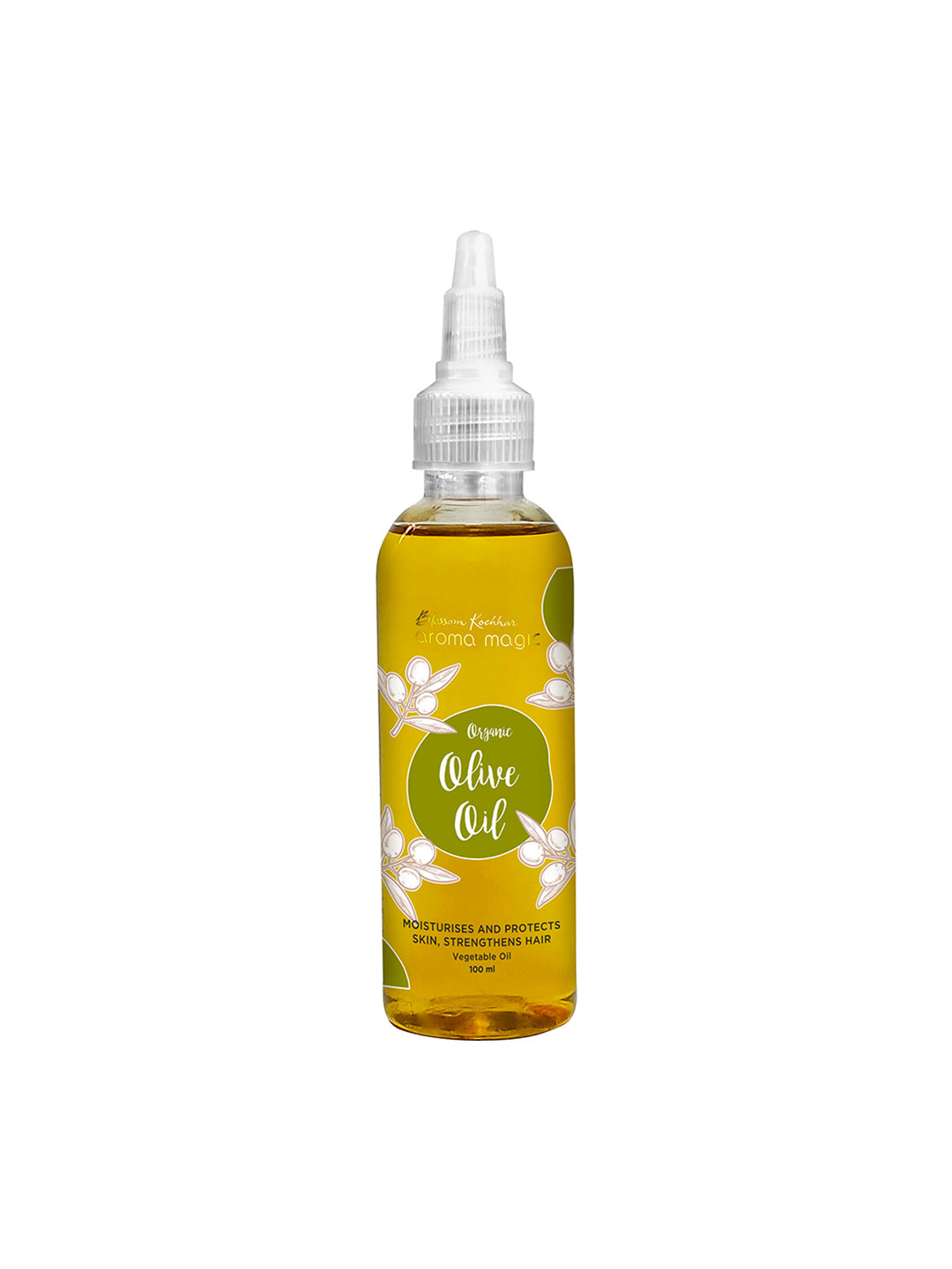 

Aroma Magic Cold-Pressed Organic Olive Carrier Oil for Skin & Hair - 100ml, Yellow