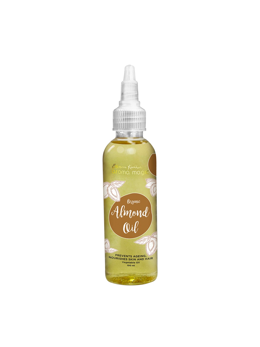 

Aroma Magic Cold-Pressed Organic Almond Carrier Oil for Skin & Hair - 100ml, Yellow