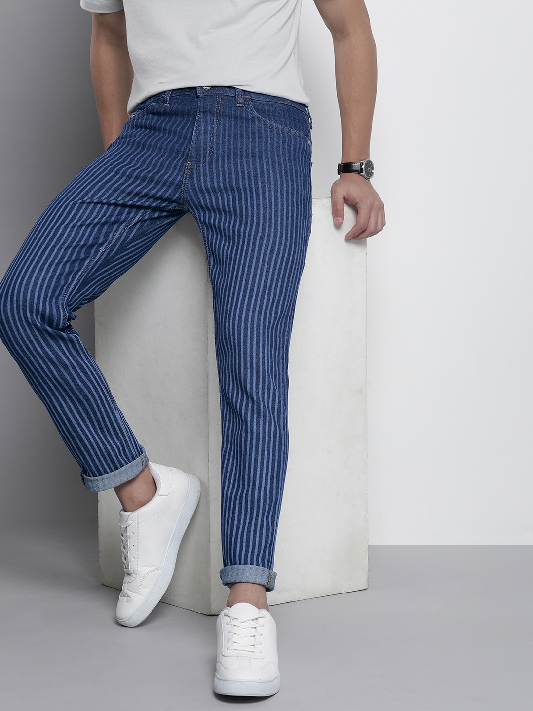

The Indian Garage Co Slim Fit Printed Stretchable Jeans, Blue