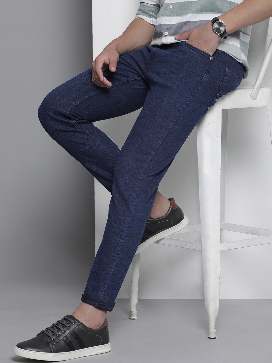 

The Indian Garage Co Slim Fit Stretchable Jeans, Navy blue