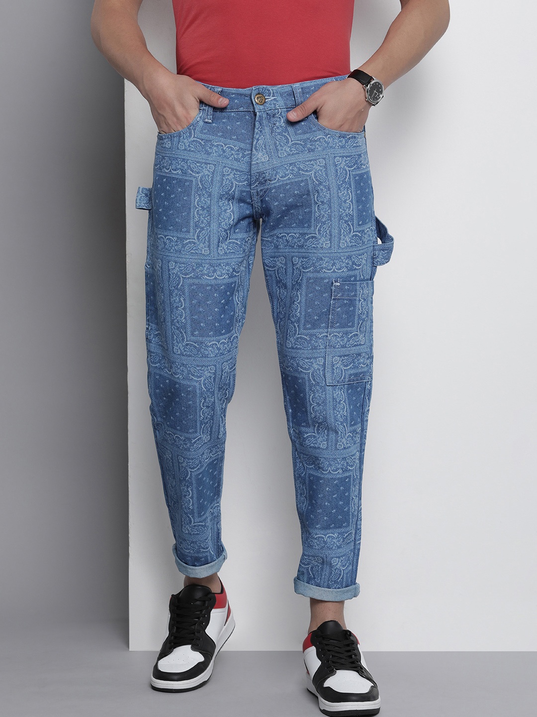 

The Indian Garage Co Slim Fit Printed Jeans, Blue